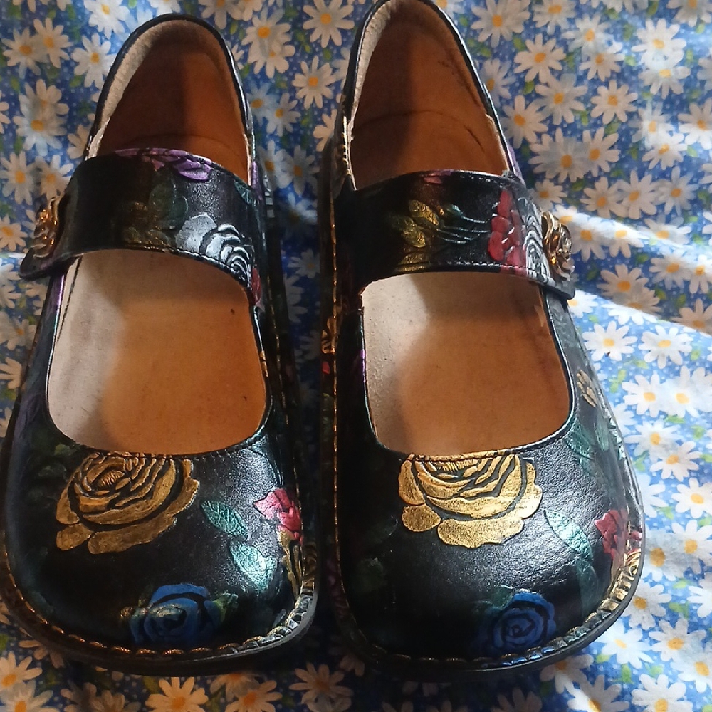 Alegria Black and Gold Mules Stylish Clogs